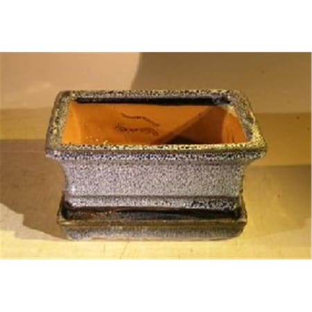 Paisaje 6.37 x 4.75 x 2.625 in. Ceramic Bonsai Pot, Marble Blue - Rectangle PA2529727